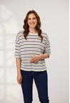 CAMEO LINEN TOP - navy taupe